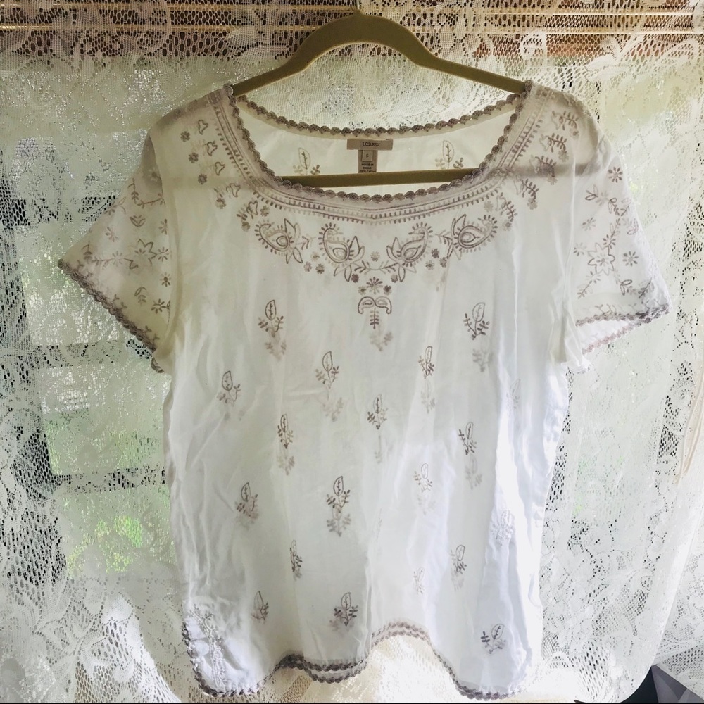 J. Crew boho embroidered blouse 🌾